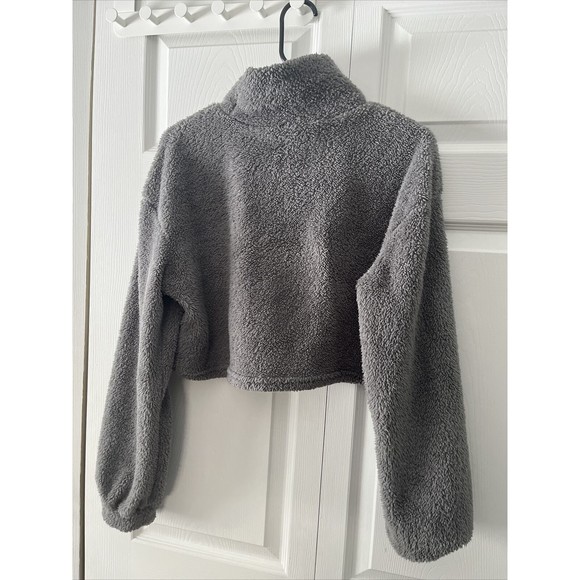 Shein Women's Gray Mock Neck Pullover Sherpa Sweatshirt (Size L) - Picture 4 of 4
